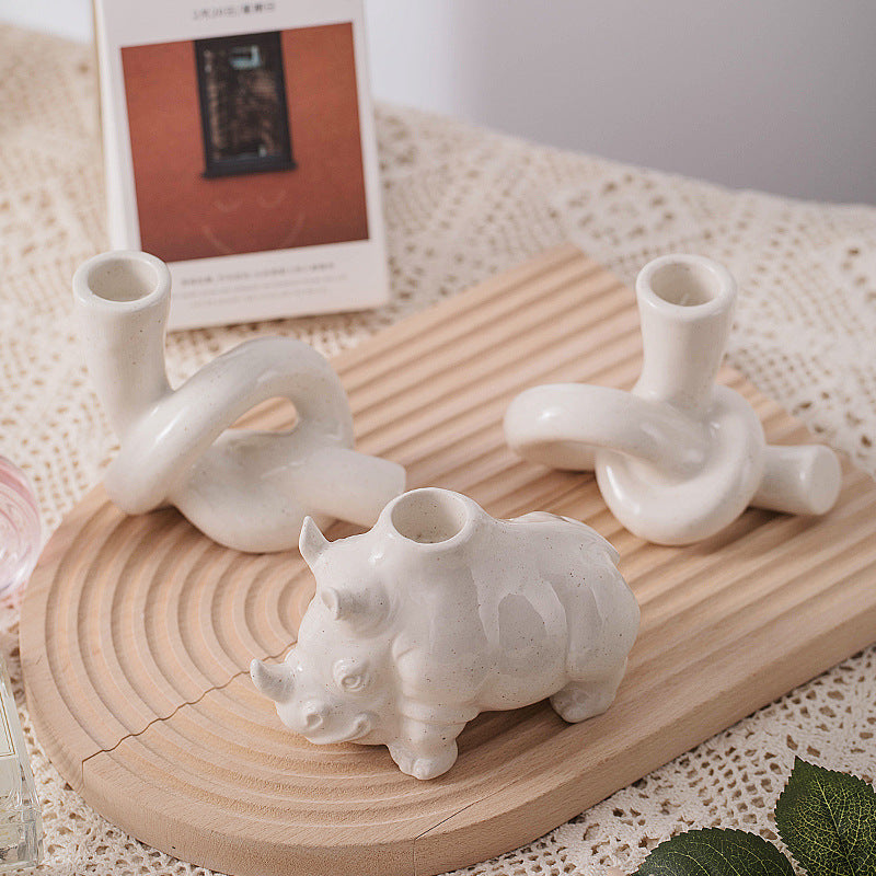 Sculptural Ceramic Taper Candlestick Holder