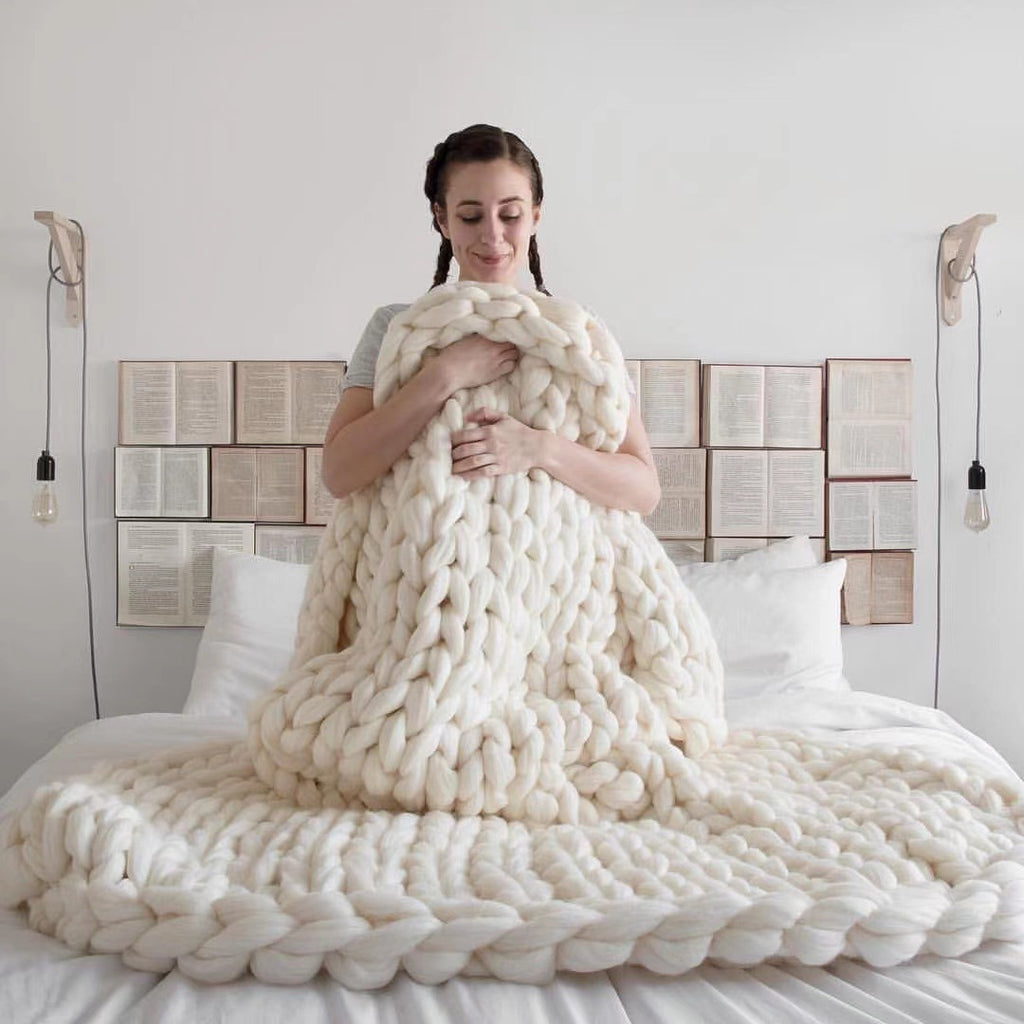 Nordic Chunky Knit Blanket Handmade