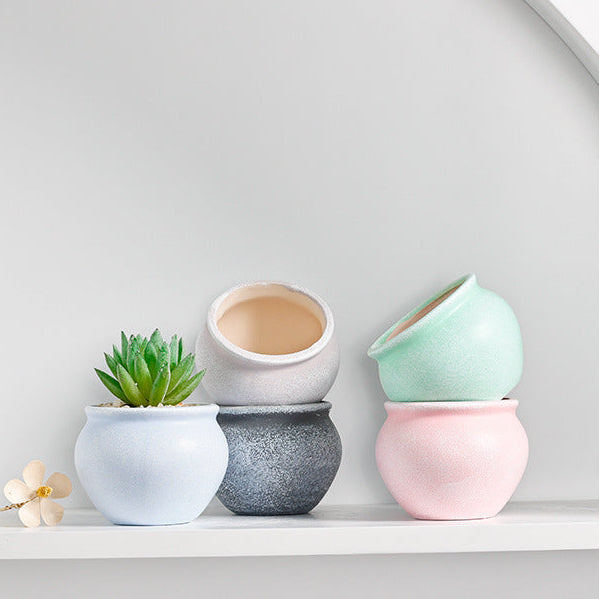 Pebble Soft-Tone Ceramic Succulent Pot