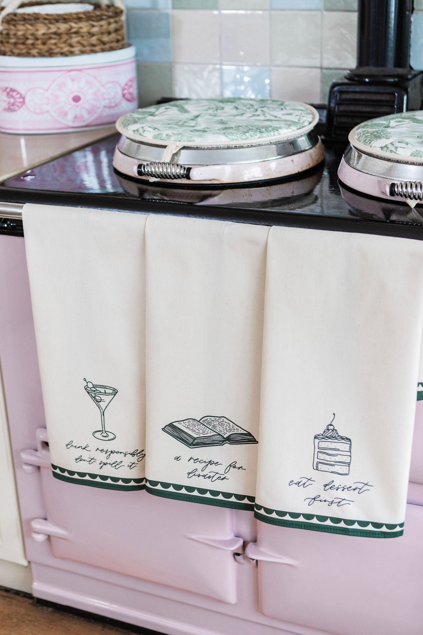 Avalon Home "Eat Dessert First" Cotton Linen Tea Towel