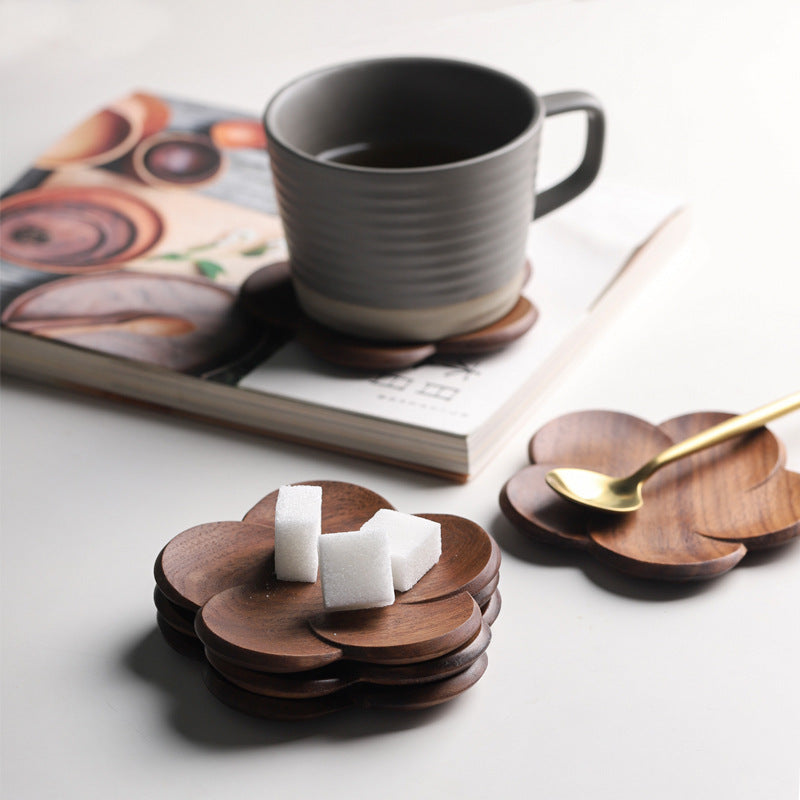 Walnut Blossom Solid Wood Coaster Set