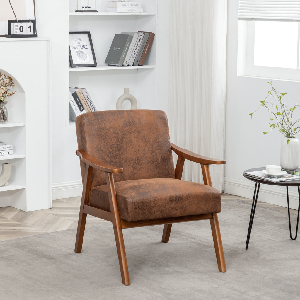 Solid wood frame accent chair - Dark Brown