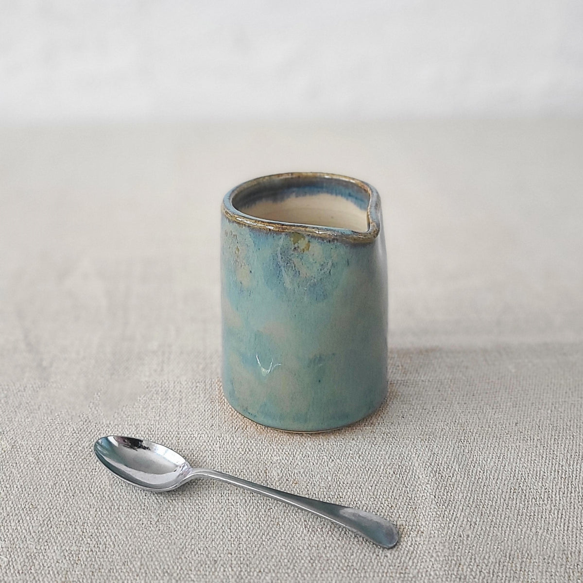 Handmade Seafoam Blue Stoneware Small Jug