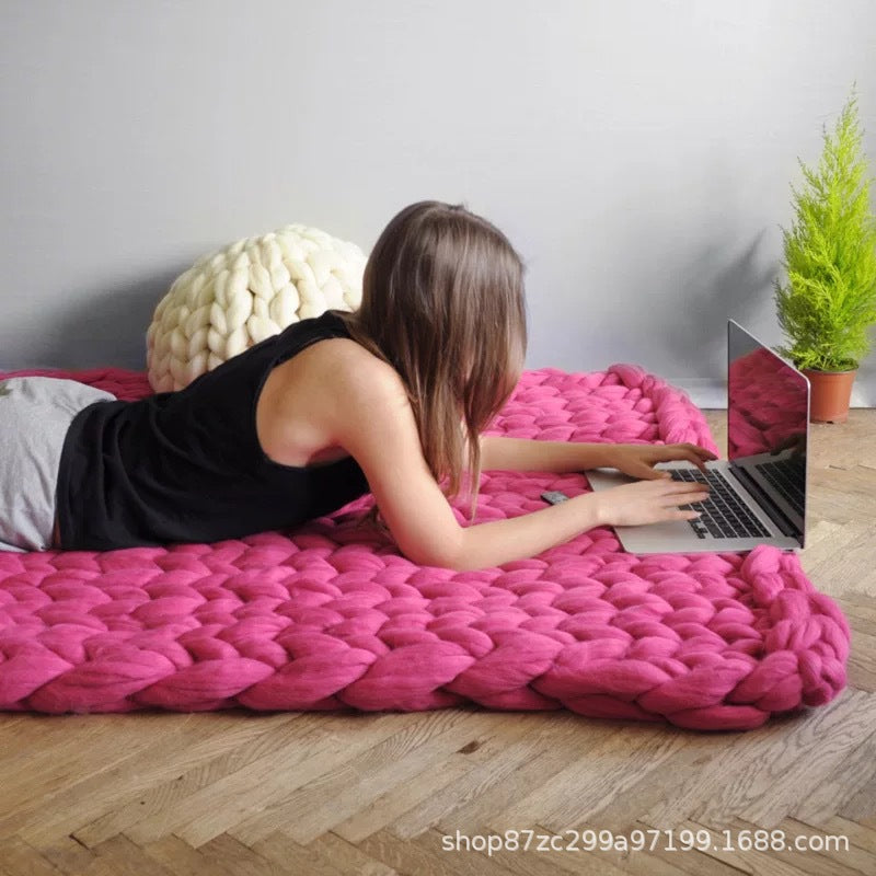 Nordic Chunky Knit Blanket Handmade