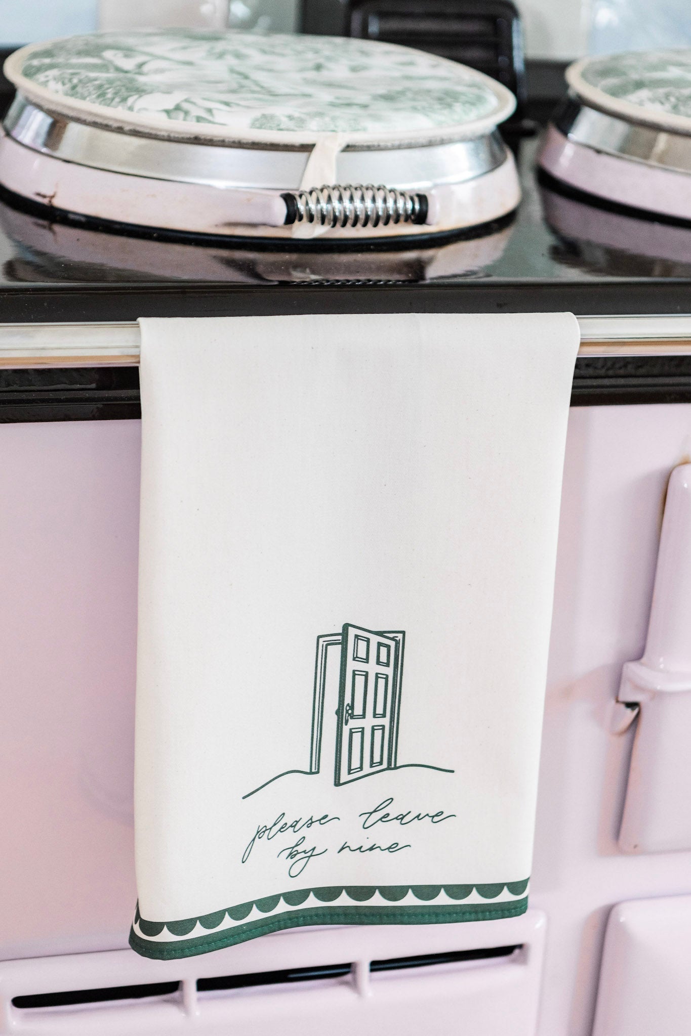 Avalon Home “Please Leave By Nine Tea Towel” Cotton Linen Tea Towel