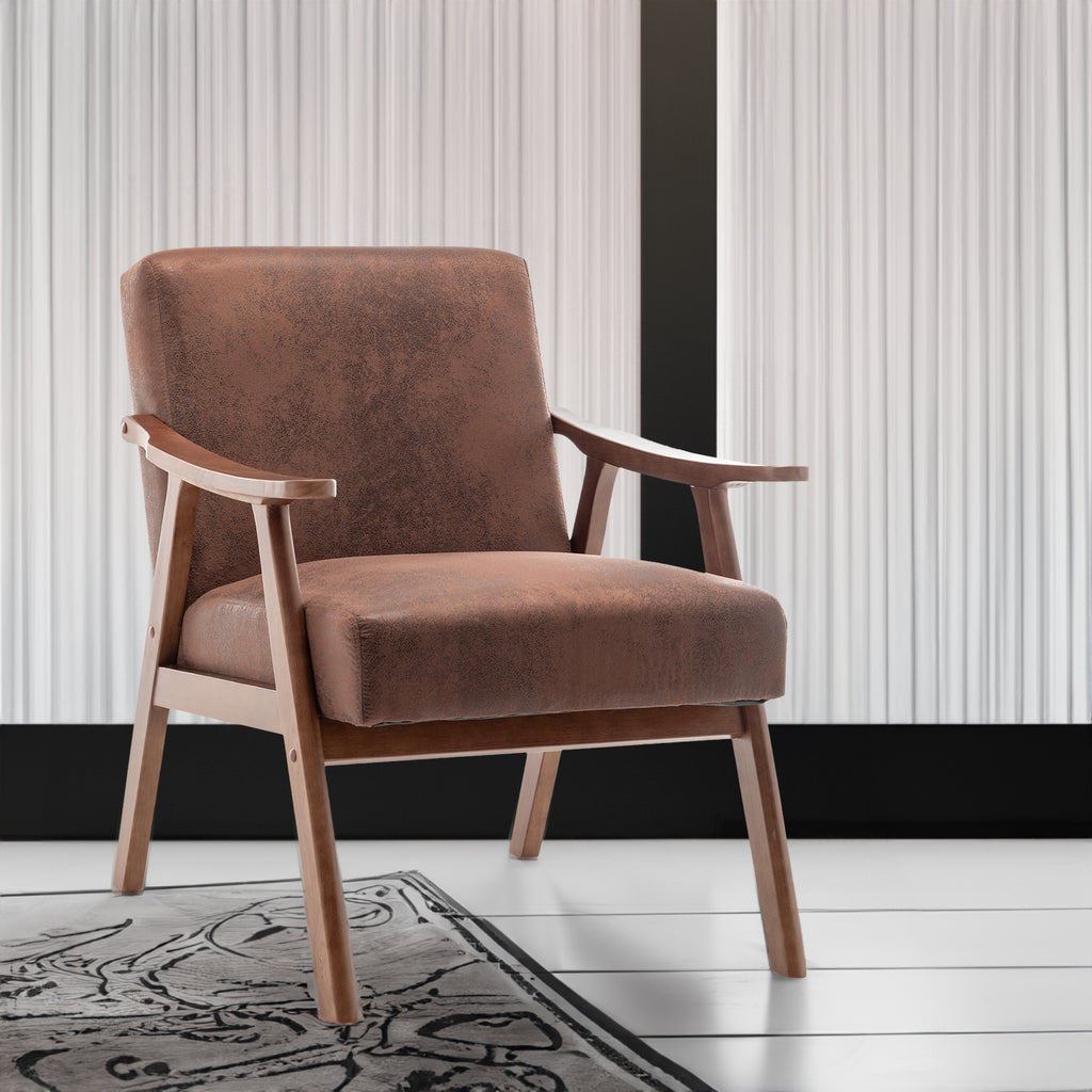 Solid wood frame accent chair - Dark Brown