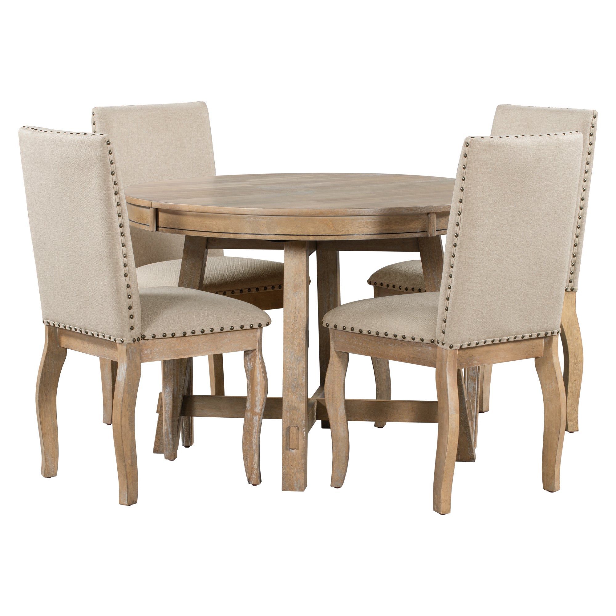 Laurel Farmhouse 5-Piece Dining Set - Natural Wood Wash