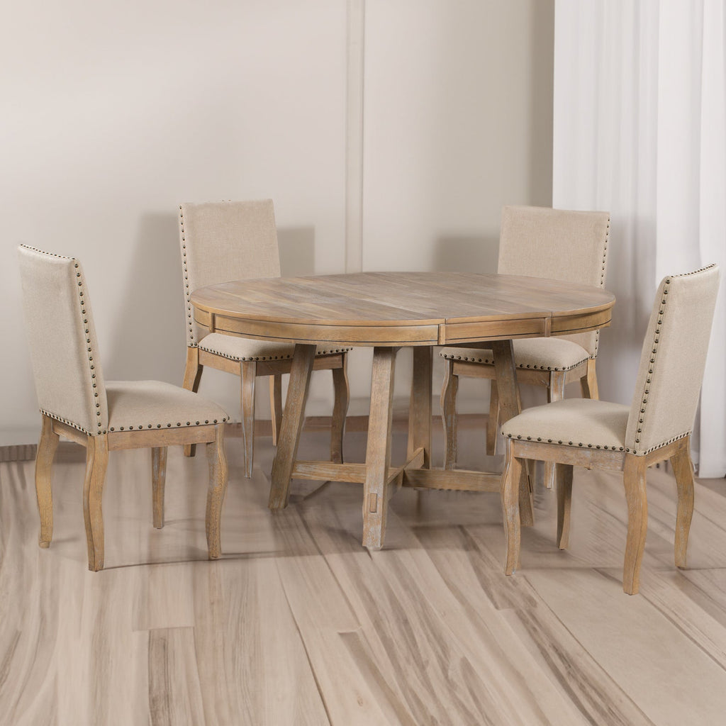Laurel Farmhouse 5-Piece Dining Set - Natural Wood Wash