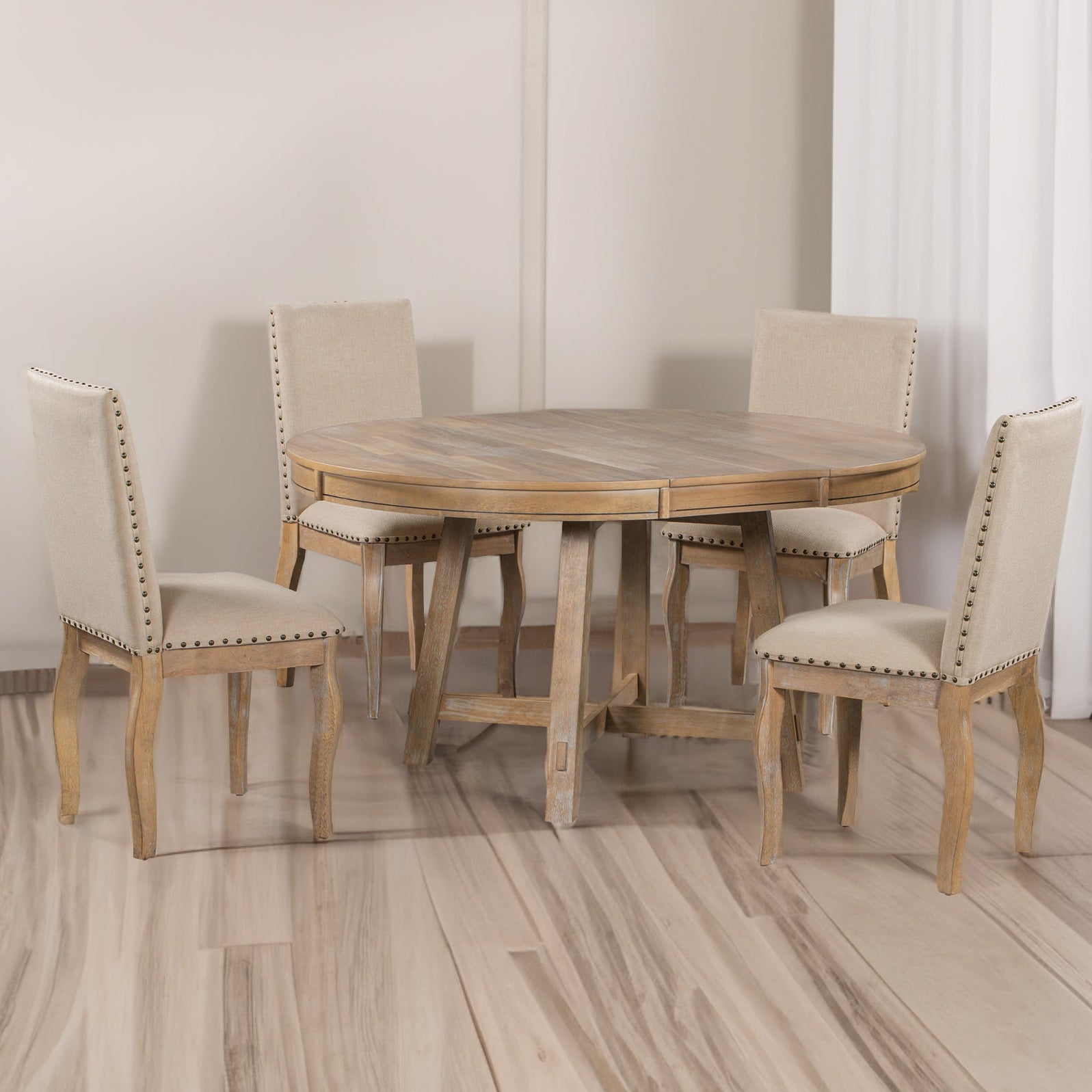Laurel Farmhouse 5-Piece Dining Set - Natural Wood Wash