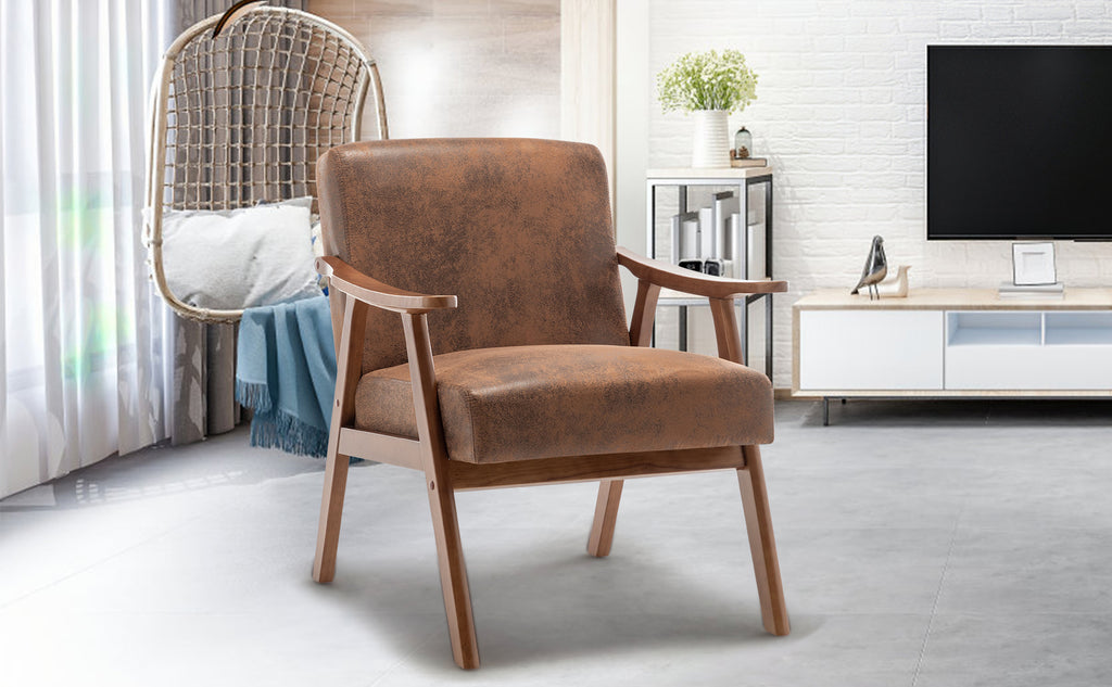 Solid wood frame accent chair - Dark Brown
