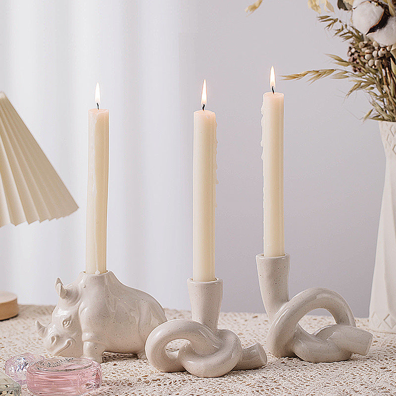 Sculptural Ceramic Taper Candlestick Holder