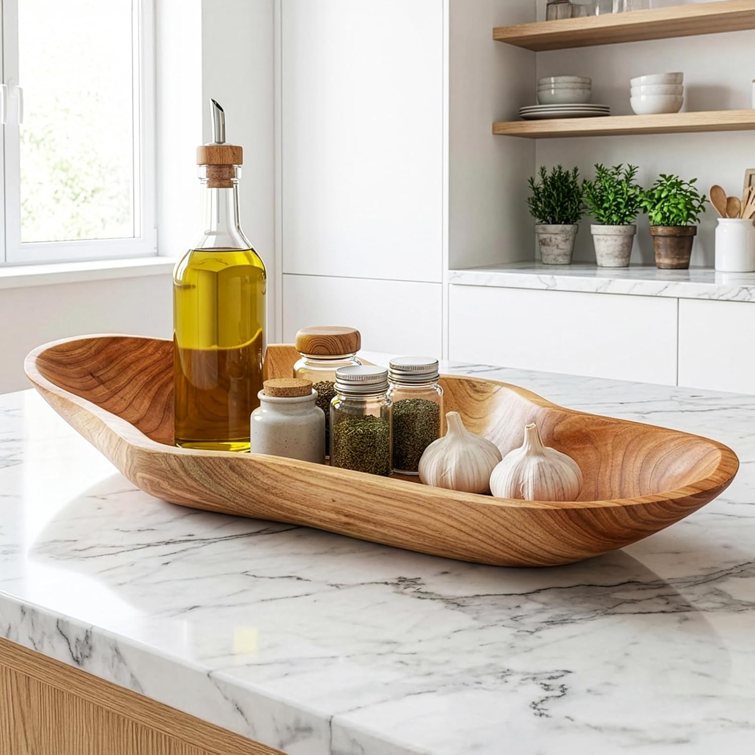 Nordic Wooden Boat Tray & Centerpiece