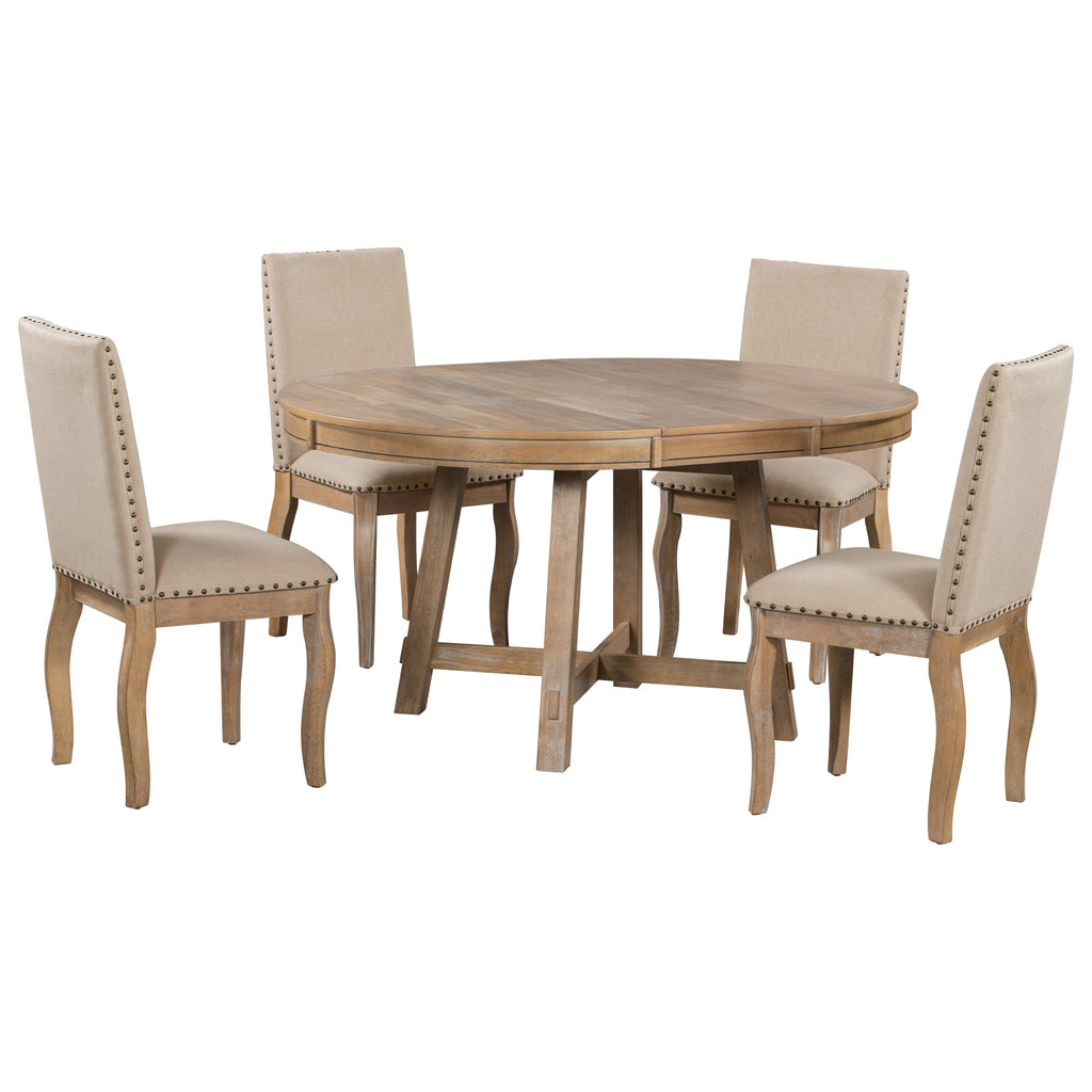 Laurel Farmhouse 5-Piece Dining Set - Natural Wood Wash