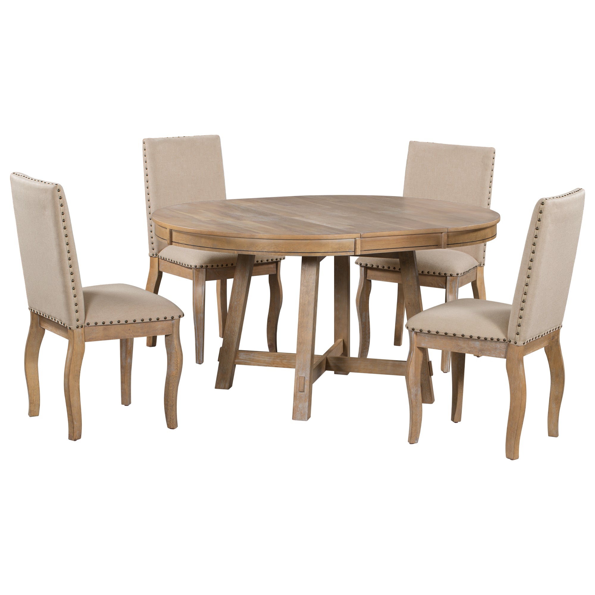 Laurel Farmhouse 5-Piece Dining Set - Natural Wood Wash