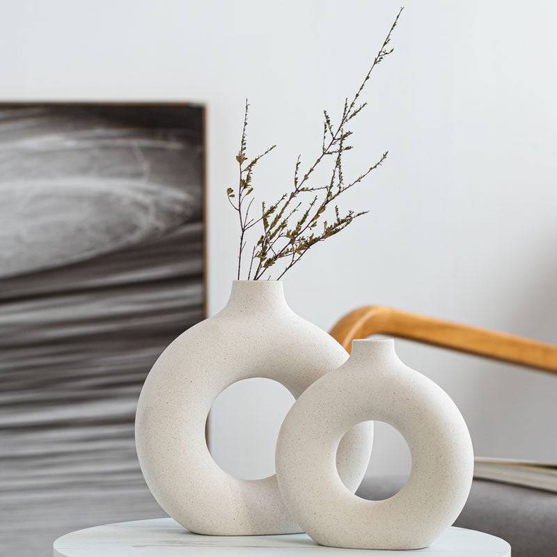 Unglazed spotted ceramic vase simple modern