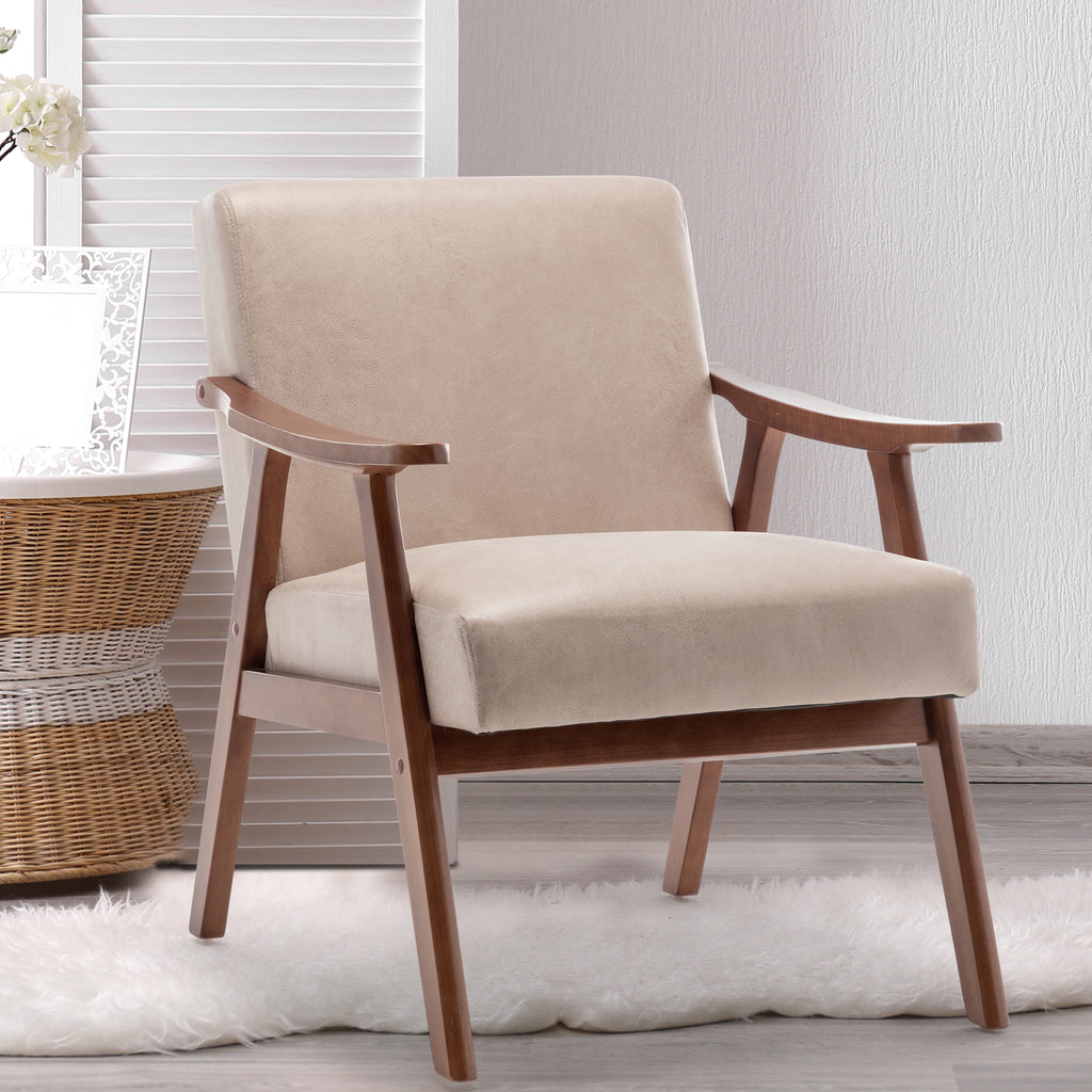 Julian Mid-Century Modern Solid Wood Accent Chair