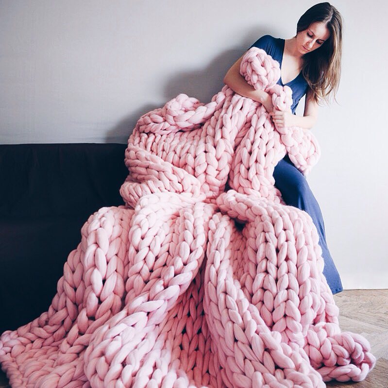 Nordic Chunky Knit Blanket Handmade