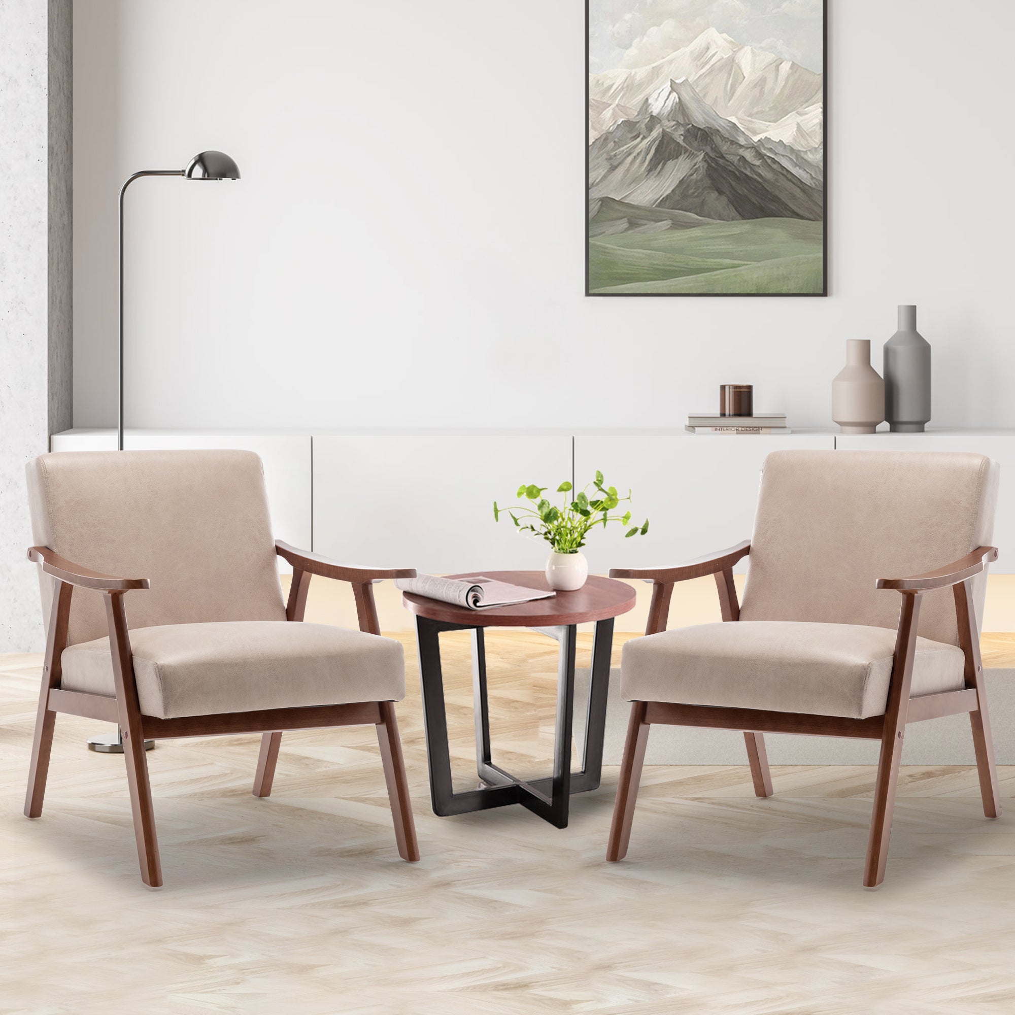 Julian Mid-Century Modern Solid Wood Accent Chair