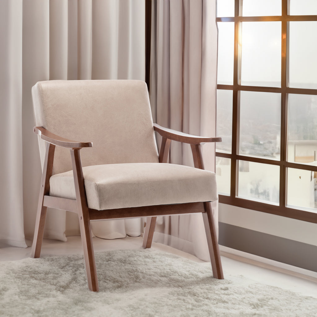 Julian Mid-Century Modern Solid Wood Accent Chair