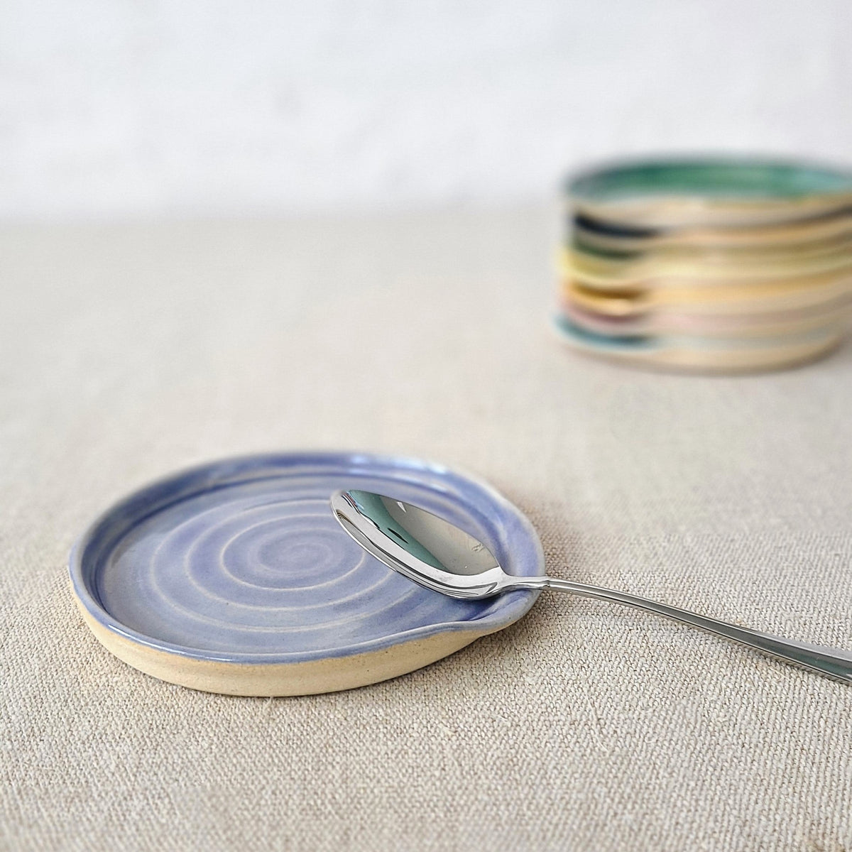 Handmade Amethyst Stoneware Spoon Rest