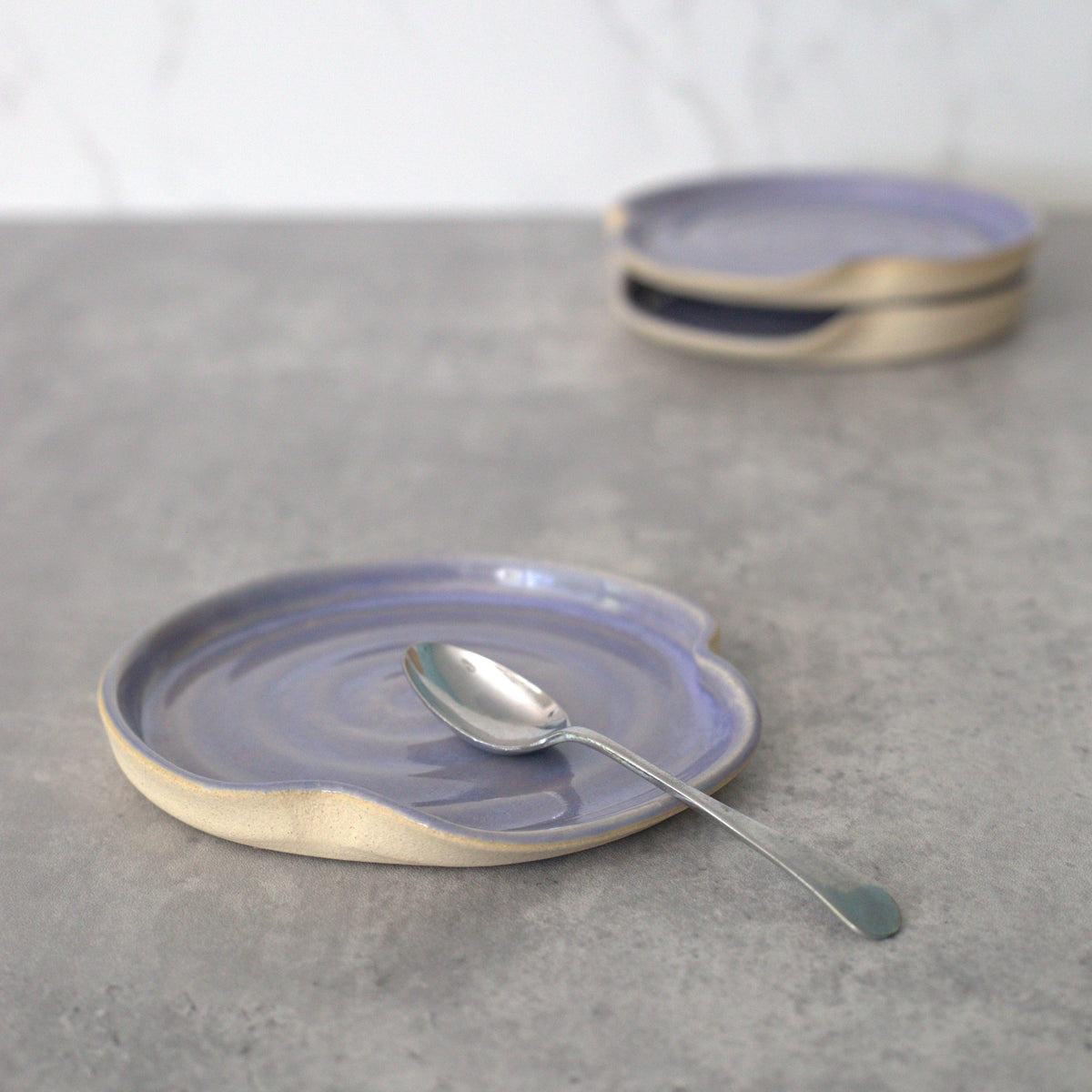 Handmade Amethyst Stoneware Spoon Rest