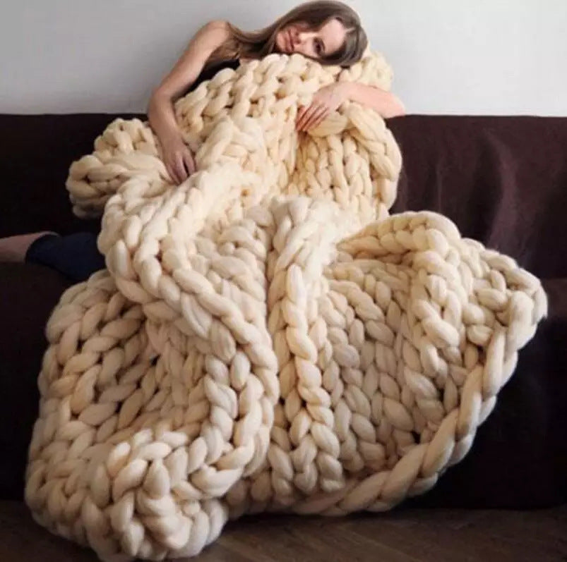 Nordic Chunky Knit Blanket Handmade