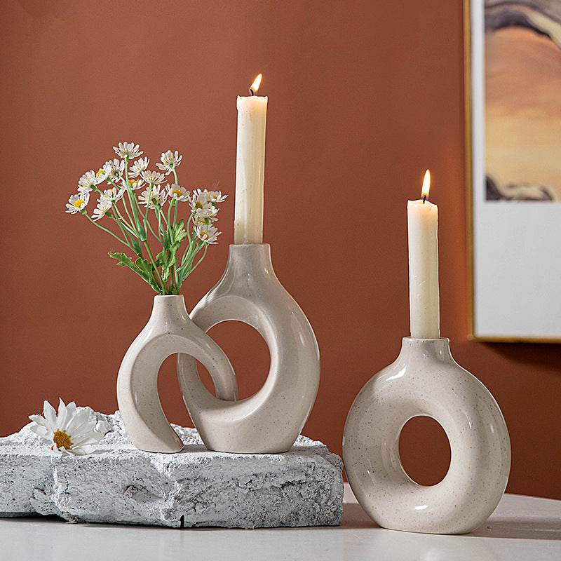 Snuggle Ceramic Candle Holder & Bud Vase Set