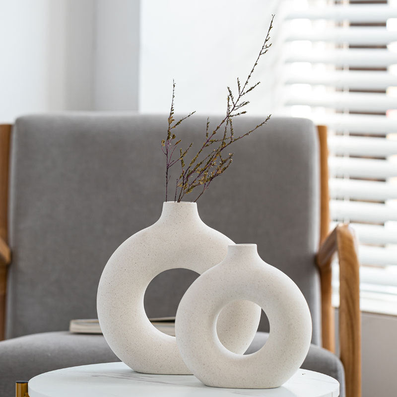 Unglazed spotted ceramic vase simple modern