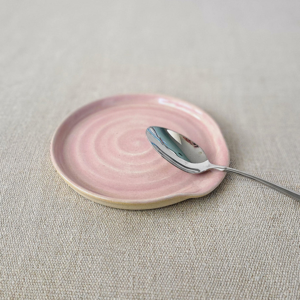 Handmade Blush Stoneware Spoon Rest