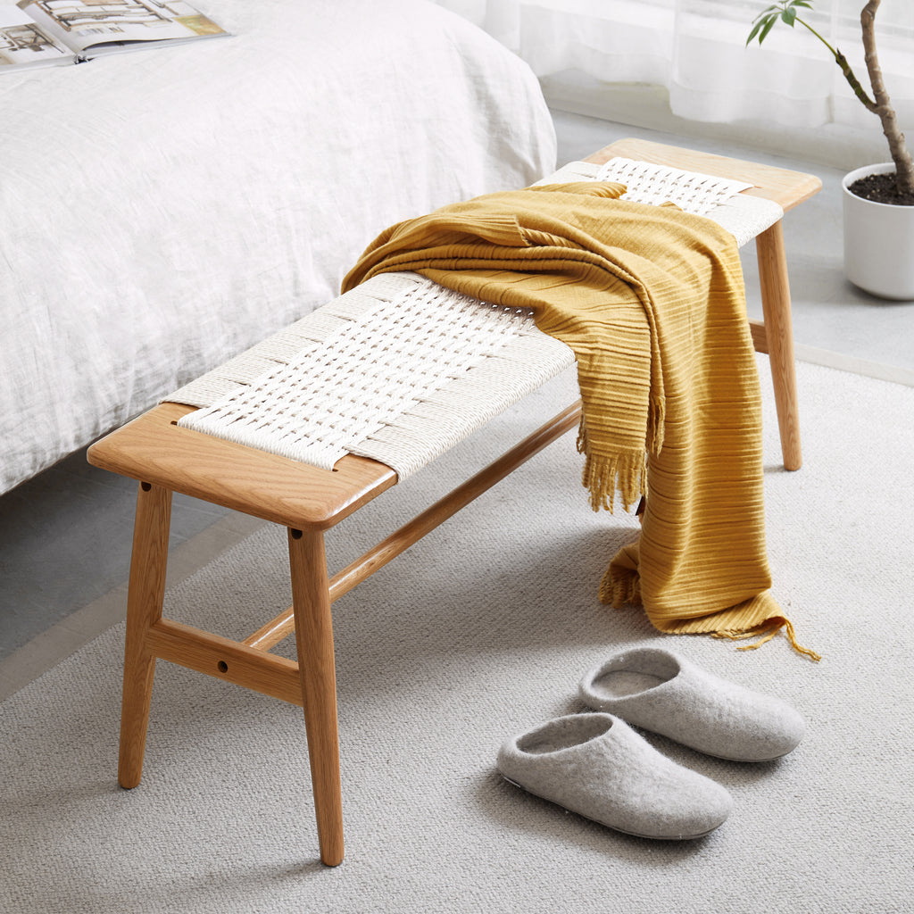 Søren Woven Cane & Solid Oak Entryway Bench