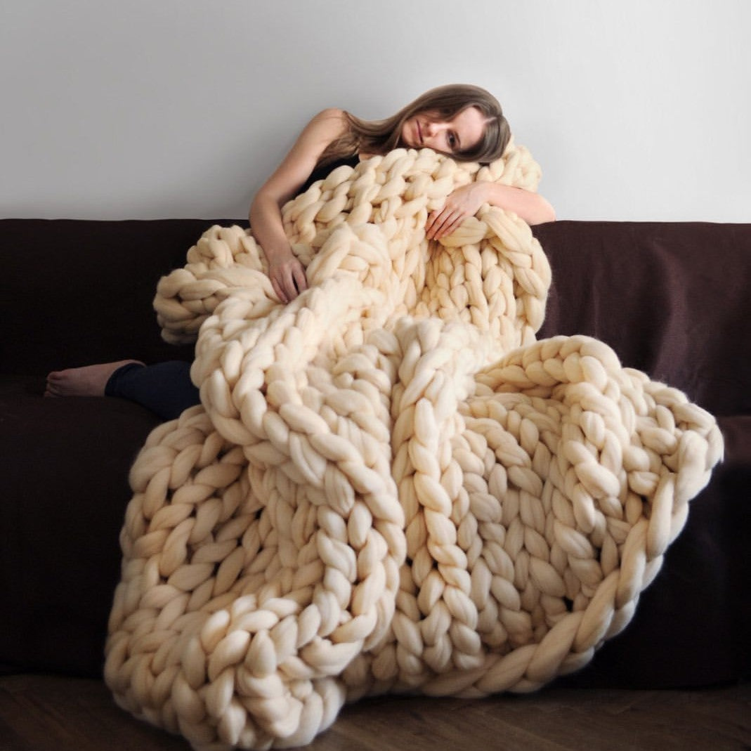 Nordic Chunky Knit Blanket Handmade