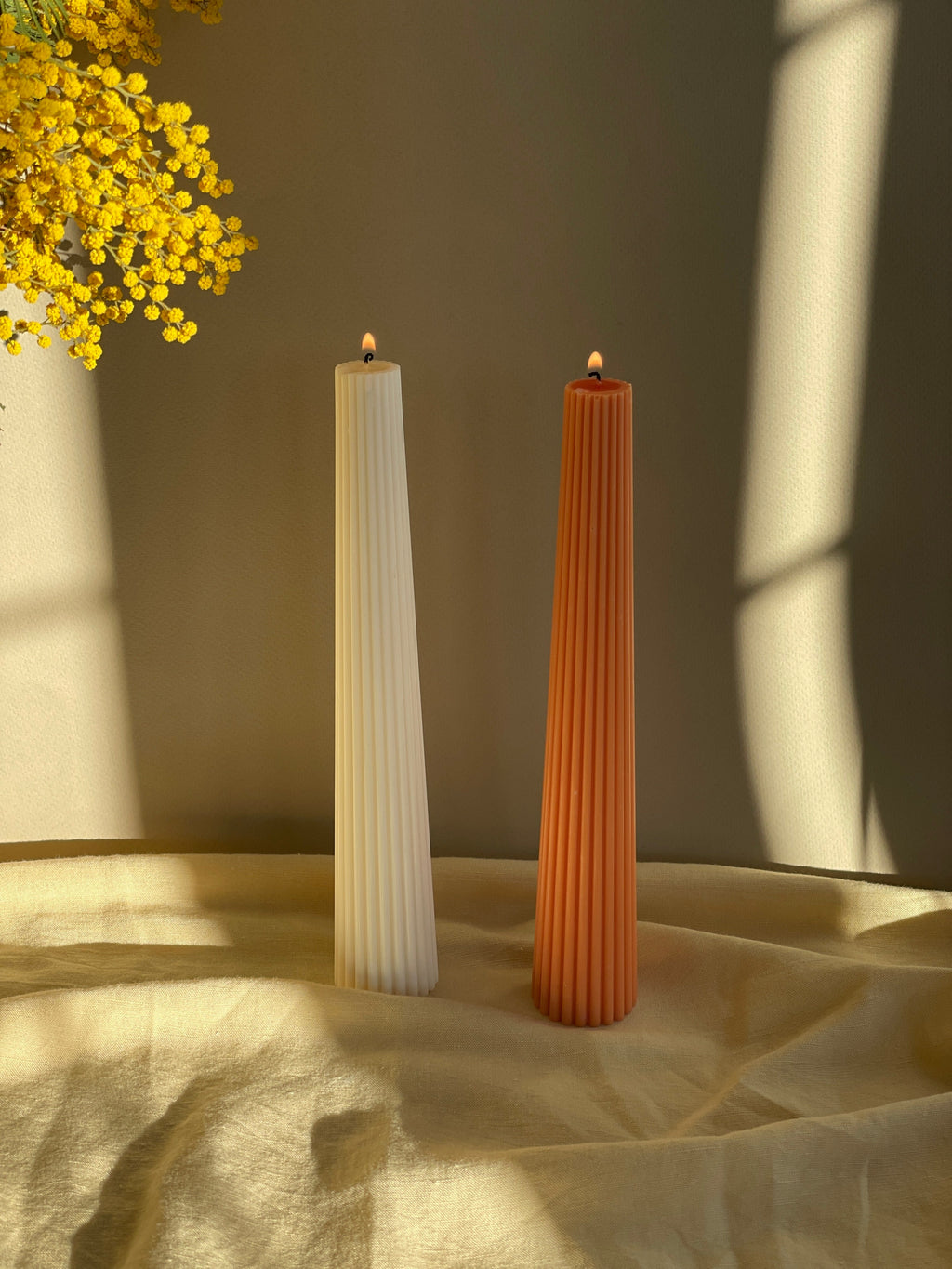 Ribbed Sculptural Taper Candles