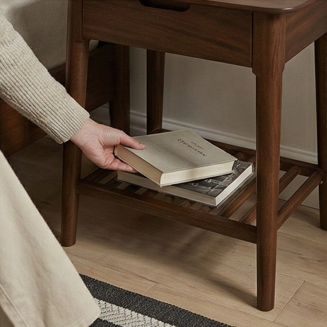 Fishe & Lilly "Norway" Mid-Century Dark Walnut Bedside Table
