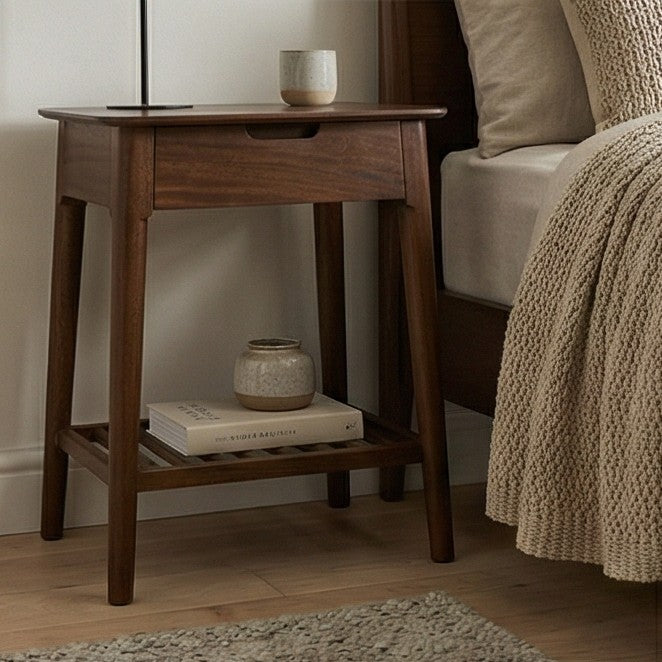 Fishe & Lilly "Norway" Mid-Century Dark Walnut Bedside Table