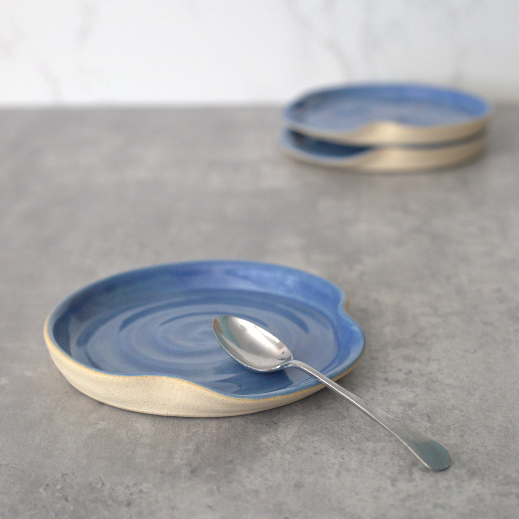 Handmade Pacific Blue Stoneware Spoon Rest