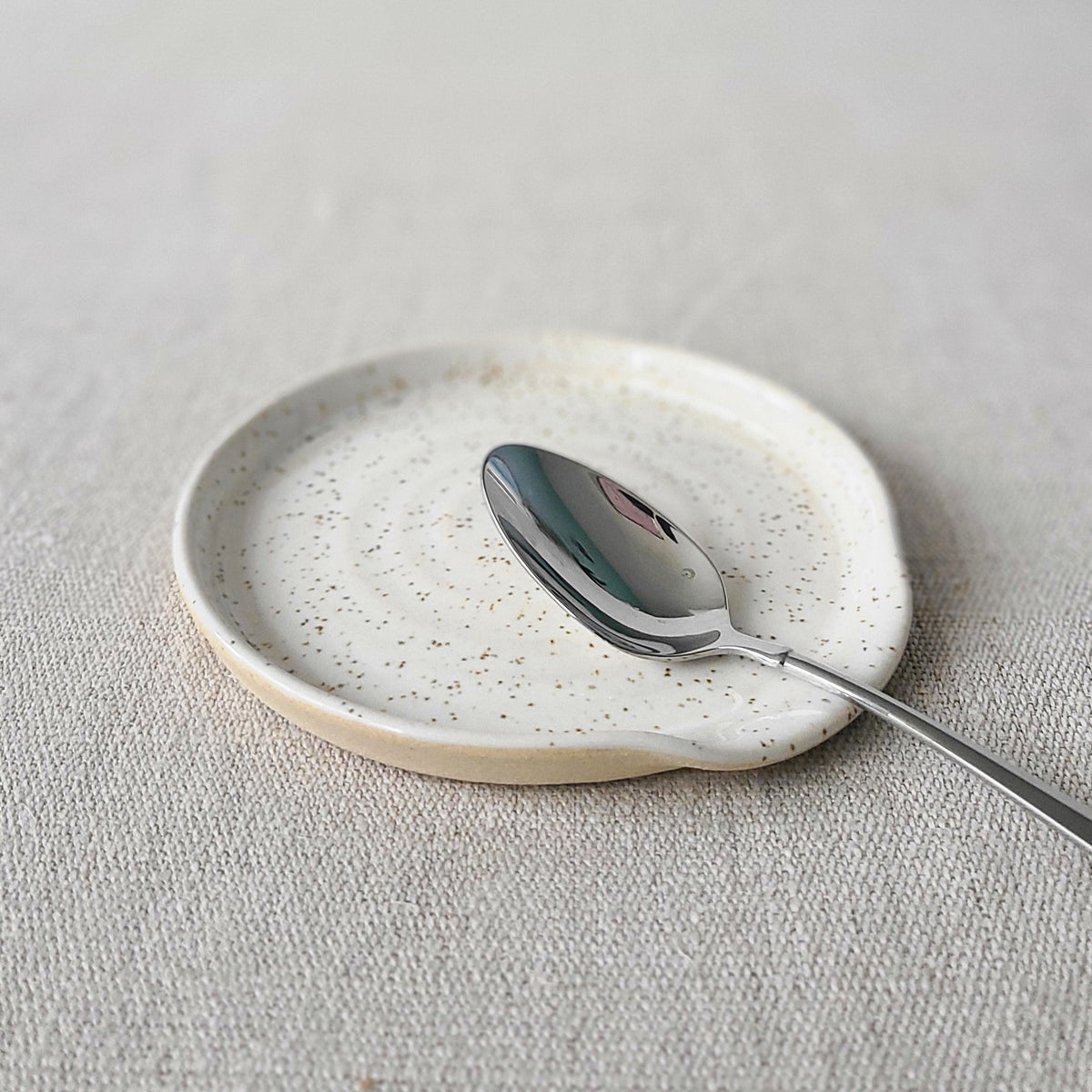 Handmade Pepper White Stoneware Spoon Rest