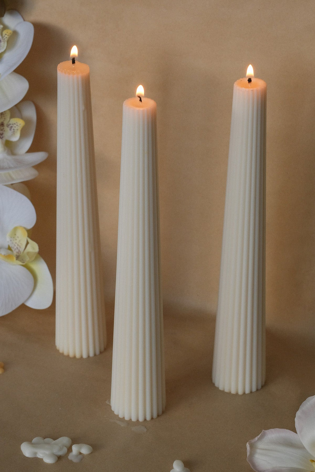 Ribbed Sculptural Taper Candles