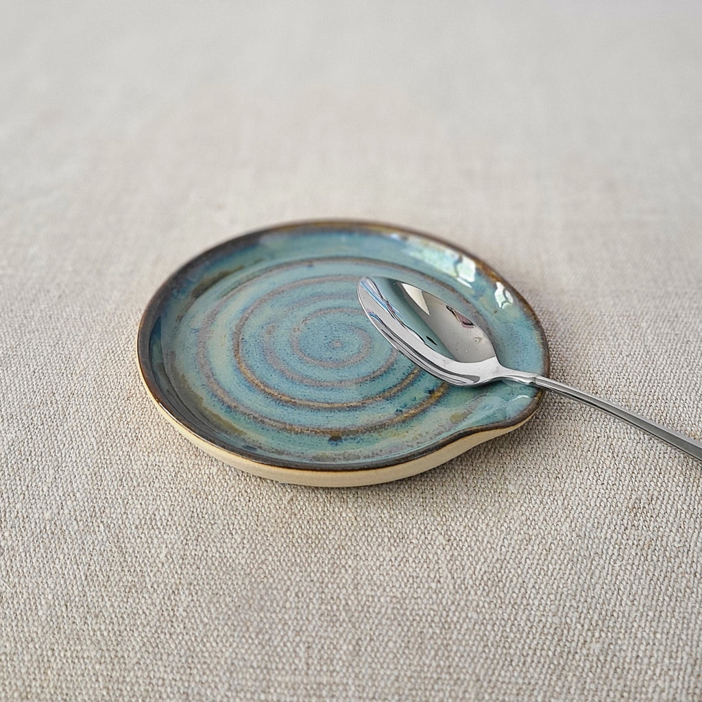 Handmade Seafoam Blue Stoneware Spoon Rest