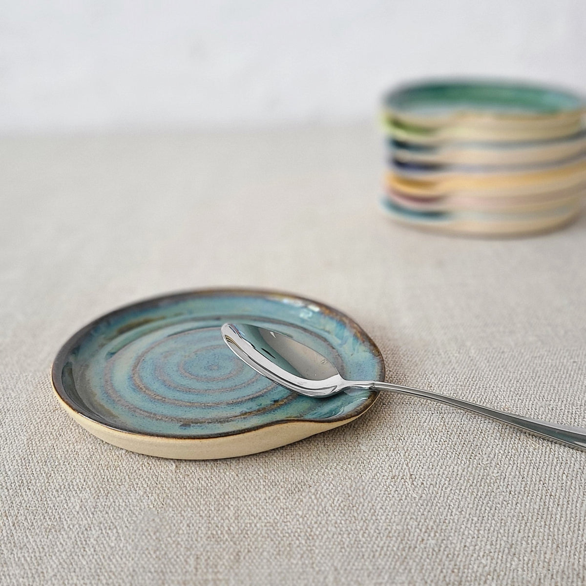 Handmade Seafoam Blue Stoneware Spoon Rest