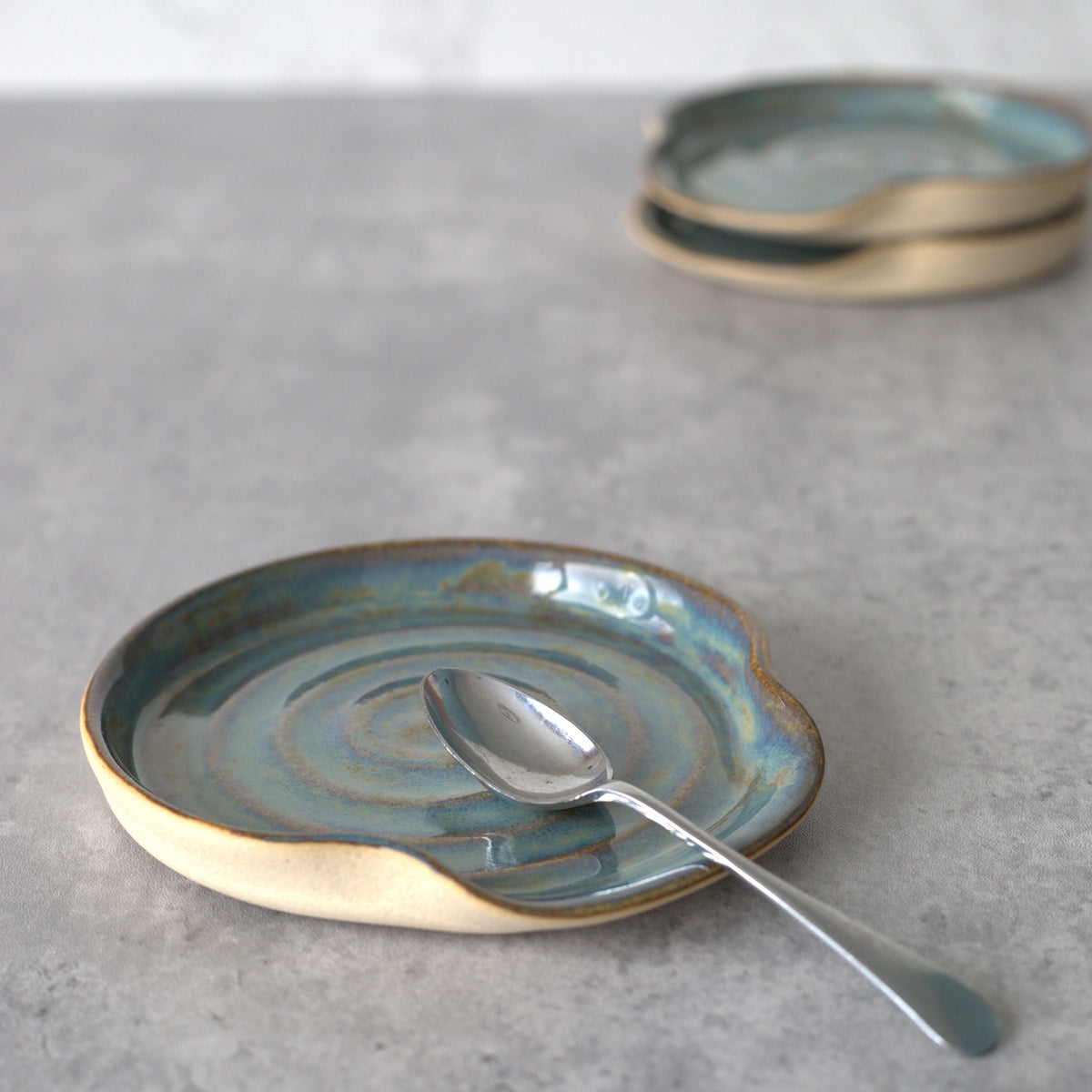 Handmade Seafoam Blue Stoneware Spoon Rest