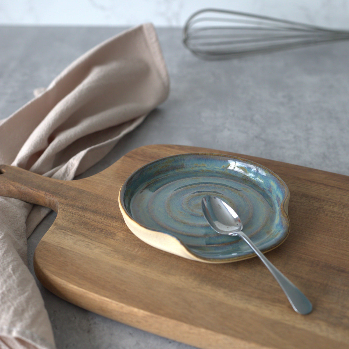 Handmade Seafoam Blue Stoneware Spoon Rest