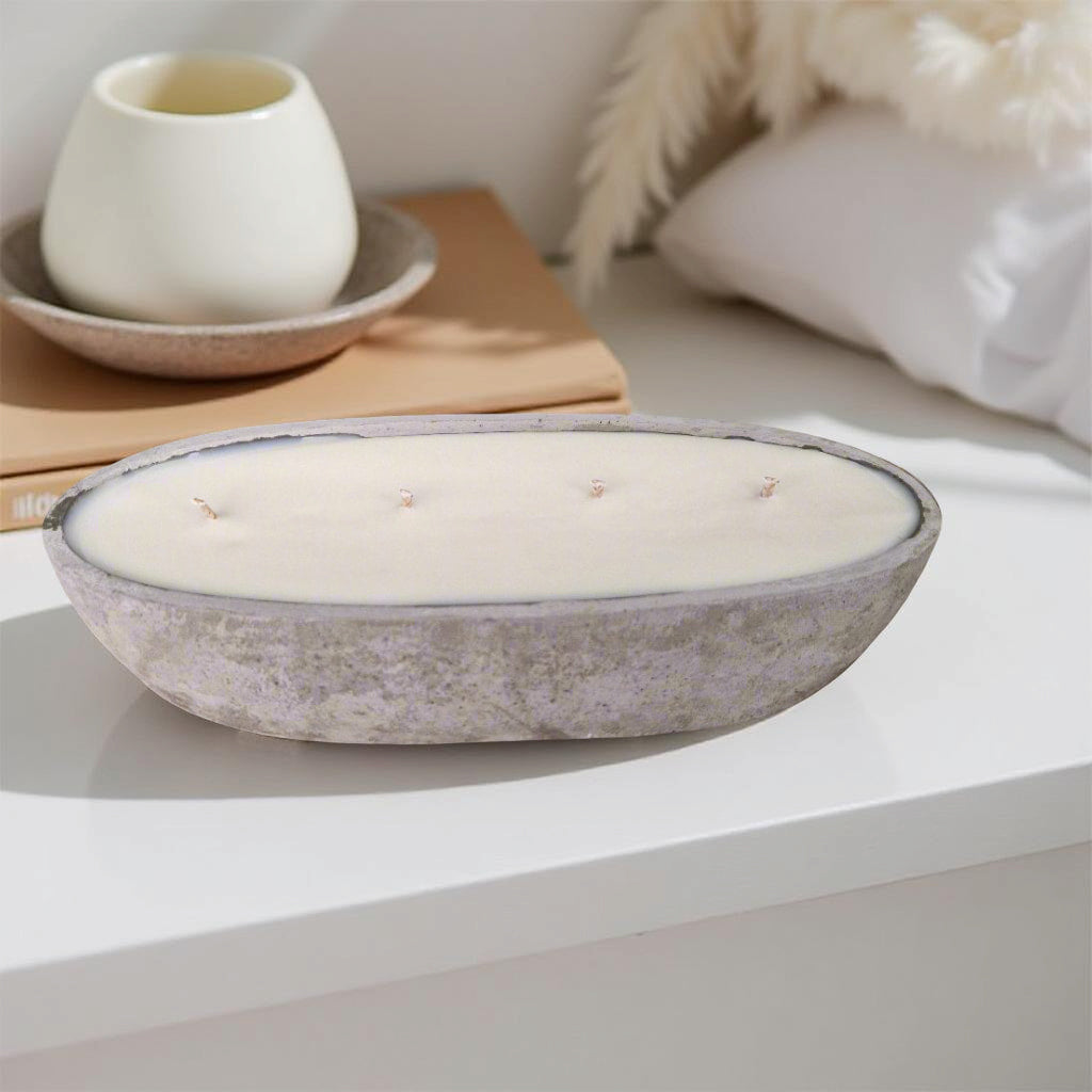 Multi-Wick Concrete Oval Loaf Bowl Candle