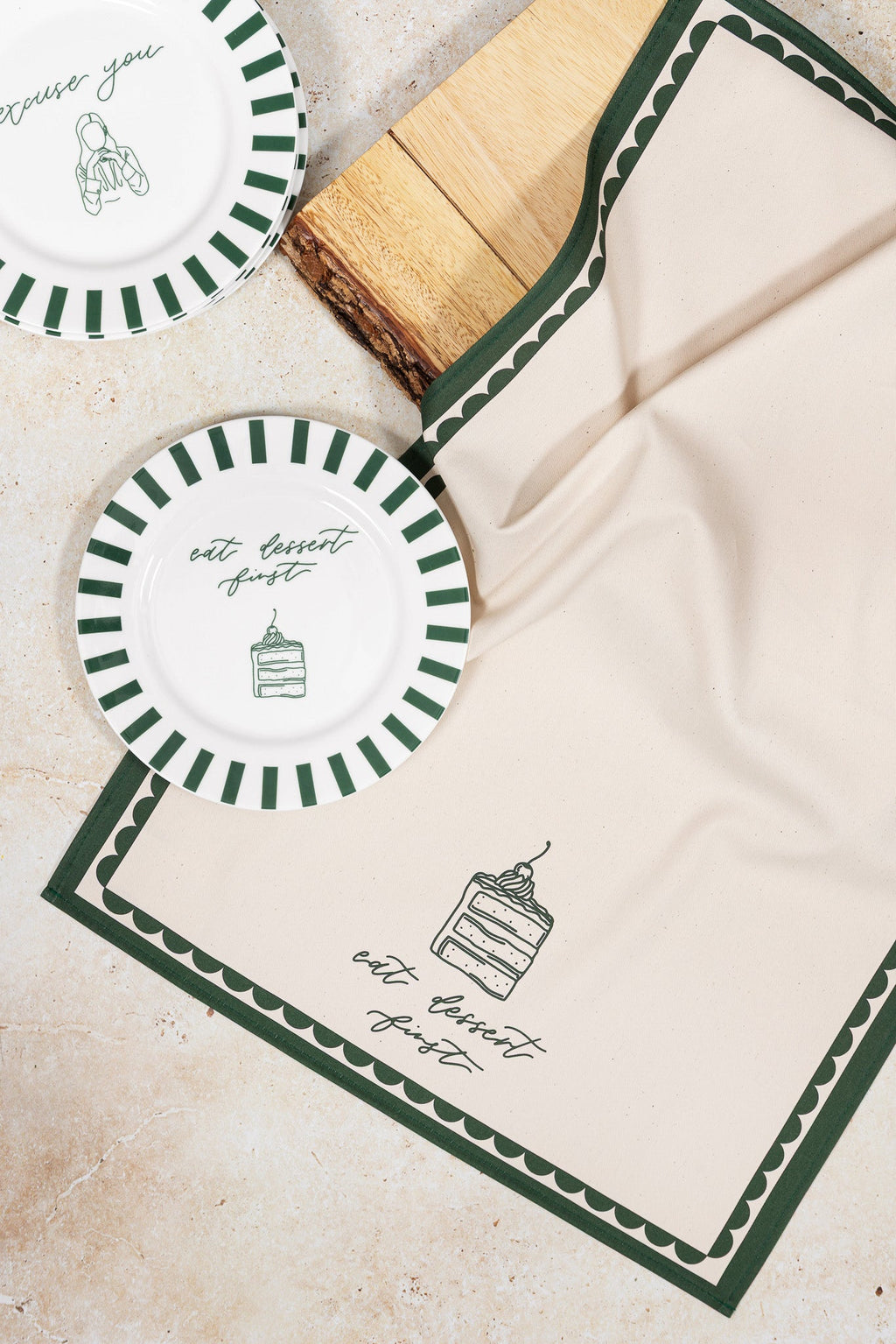 Avalon Home "Eat Dessert First" Cotton Linen Tea Towel