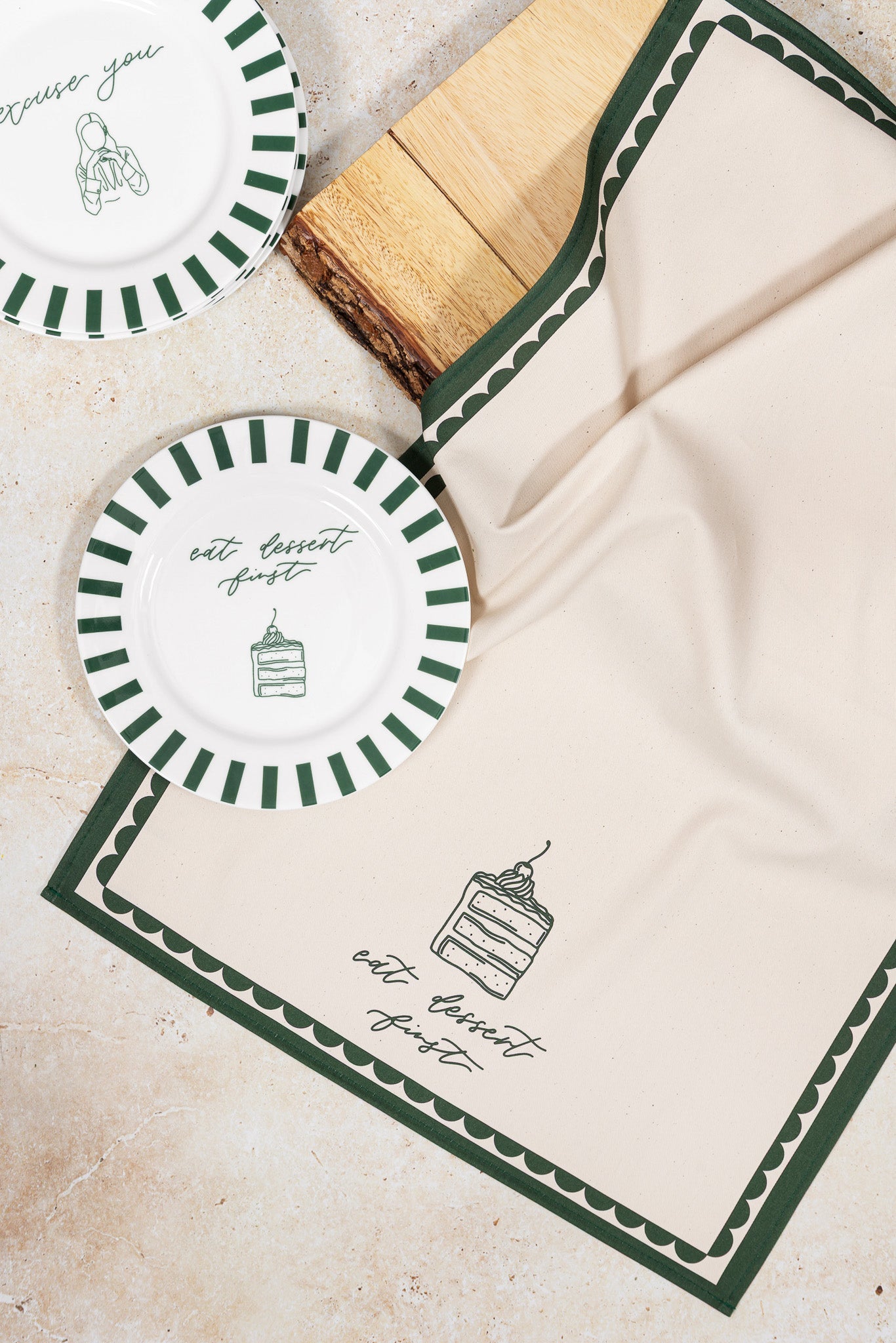 Avalon Home "Eat Dessert First" Cotton Linen Tea Towel