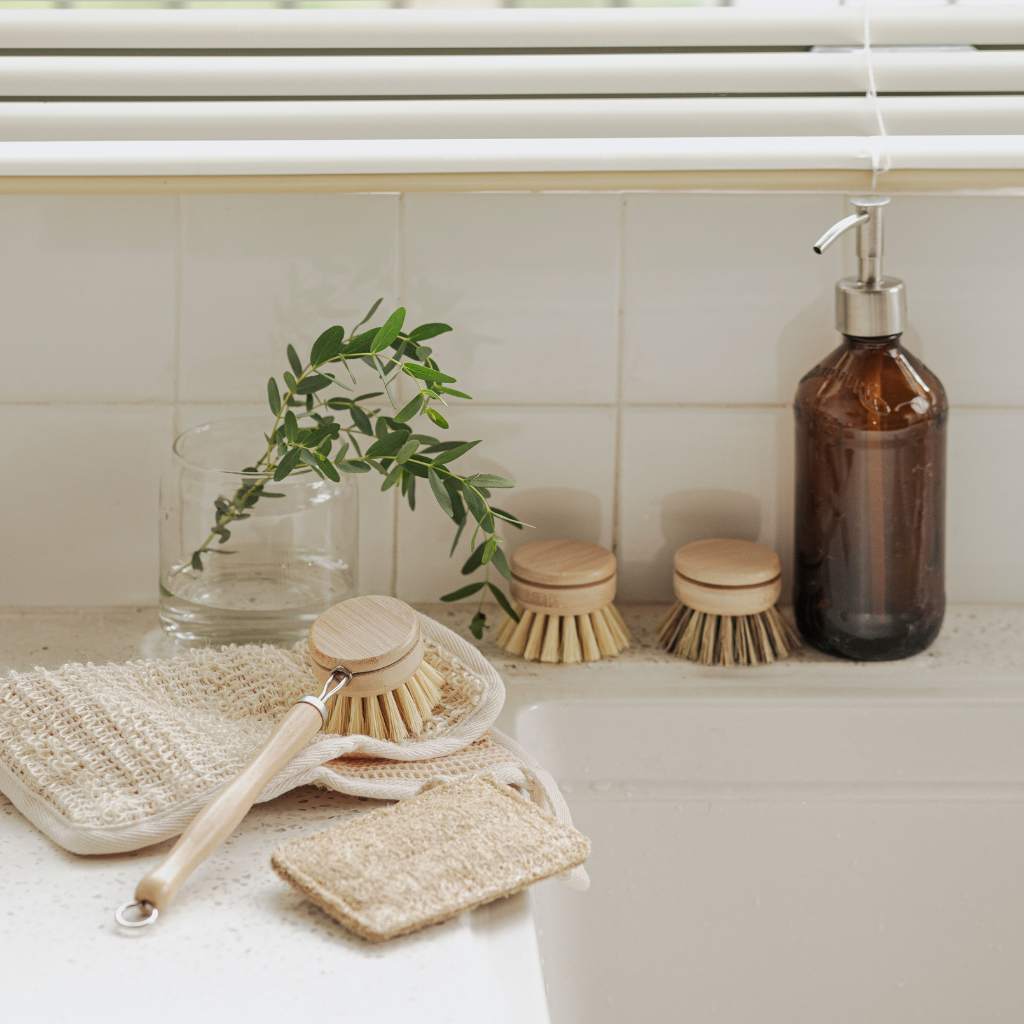 Sustainable Dish Brushes | 4 Piece Starter Set w/ Loofah Sponge