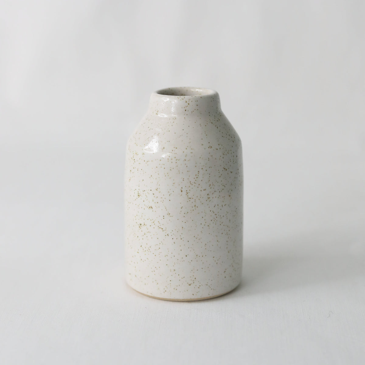Handmade Pepper White Stoneware Bud Vase