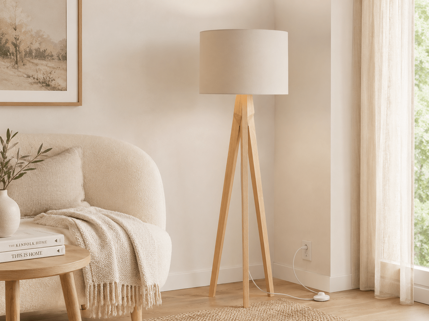 Shadowbright "Warm Sand" Neutral Fabric Lampshade