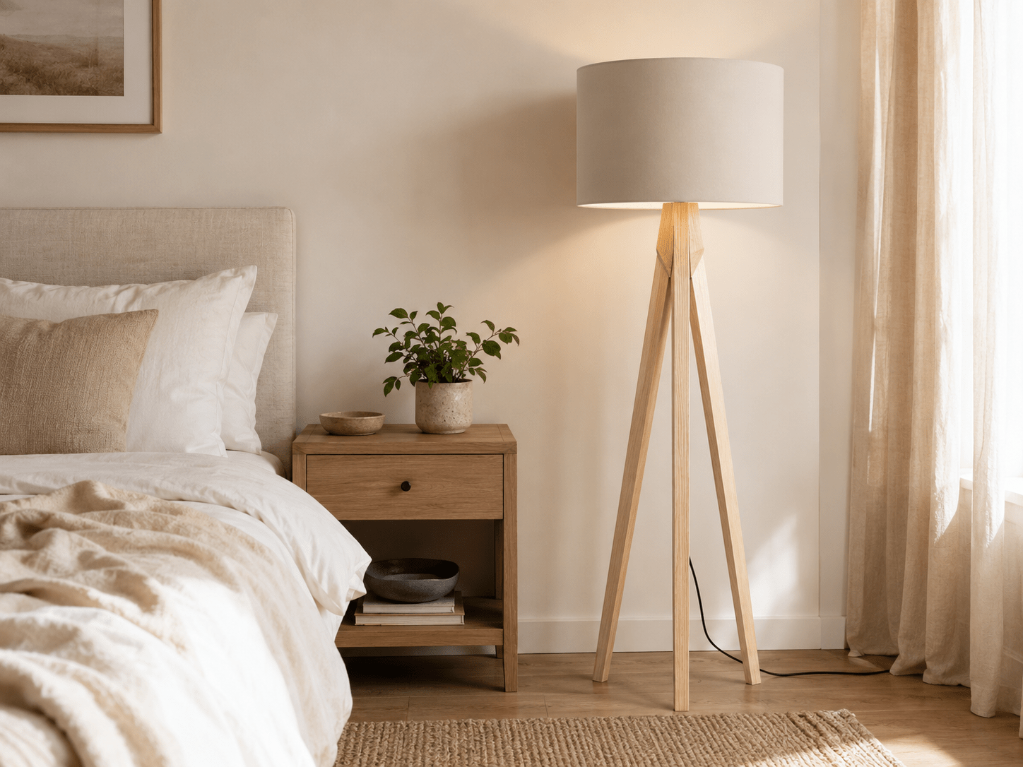 Shadowbright "Warm Sand" Neutral Fabric Lampshade
