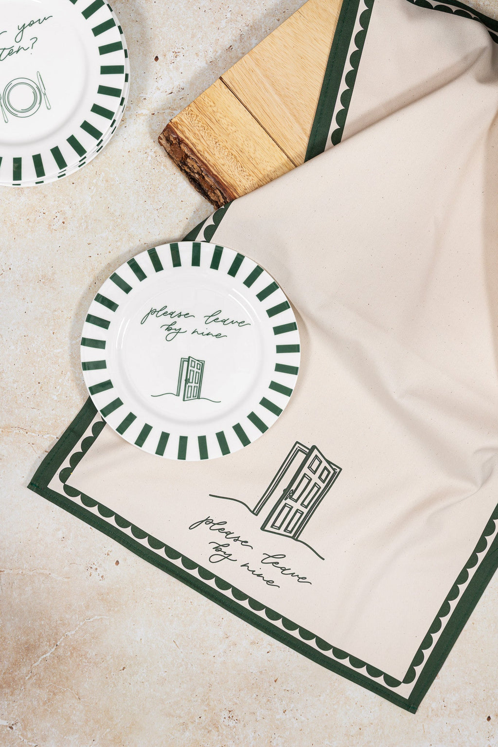 Avalon Home “Please Leave By Nine Tea Towel” Cotton Linen Tea Towel