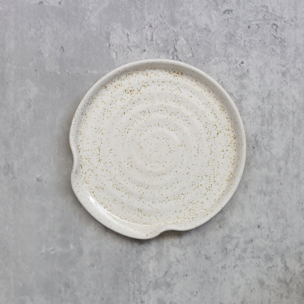 Handmade Pepper White Stoneware Spoon Rest